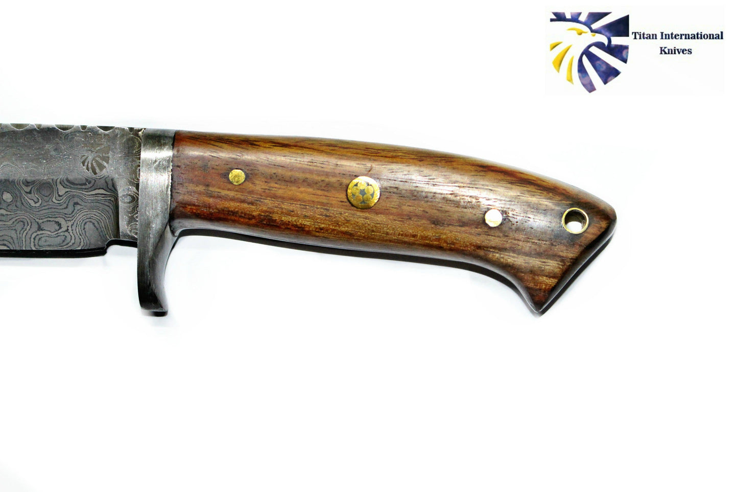 DAMASCUS KNIFE/ Titan/ Camp/ Hunting Knife / Rose Wood Hande