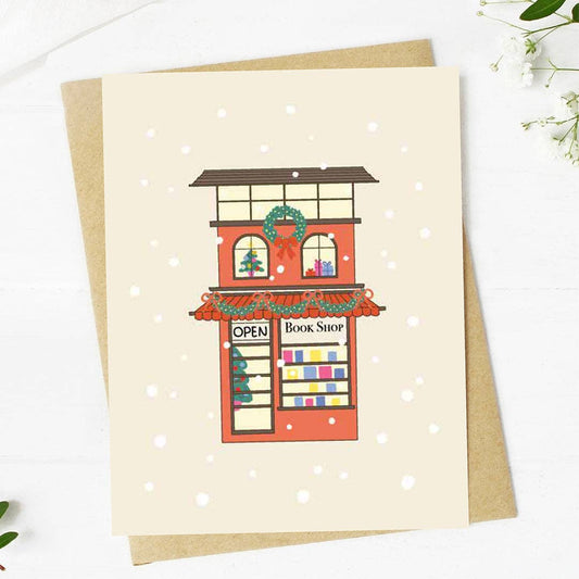 Cozy Winter Book Shop Christmas Card