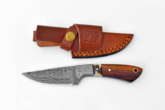 Damascus Steel Timberline Stag Horn EDC Knife by Titan TK-119