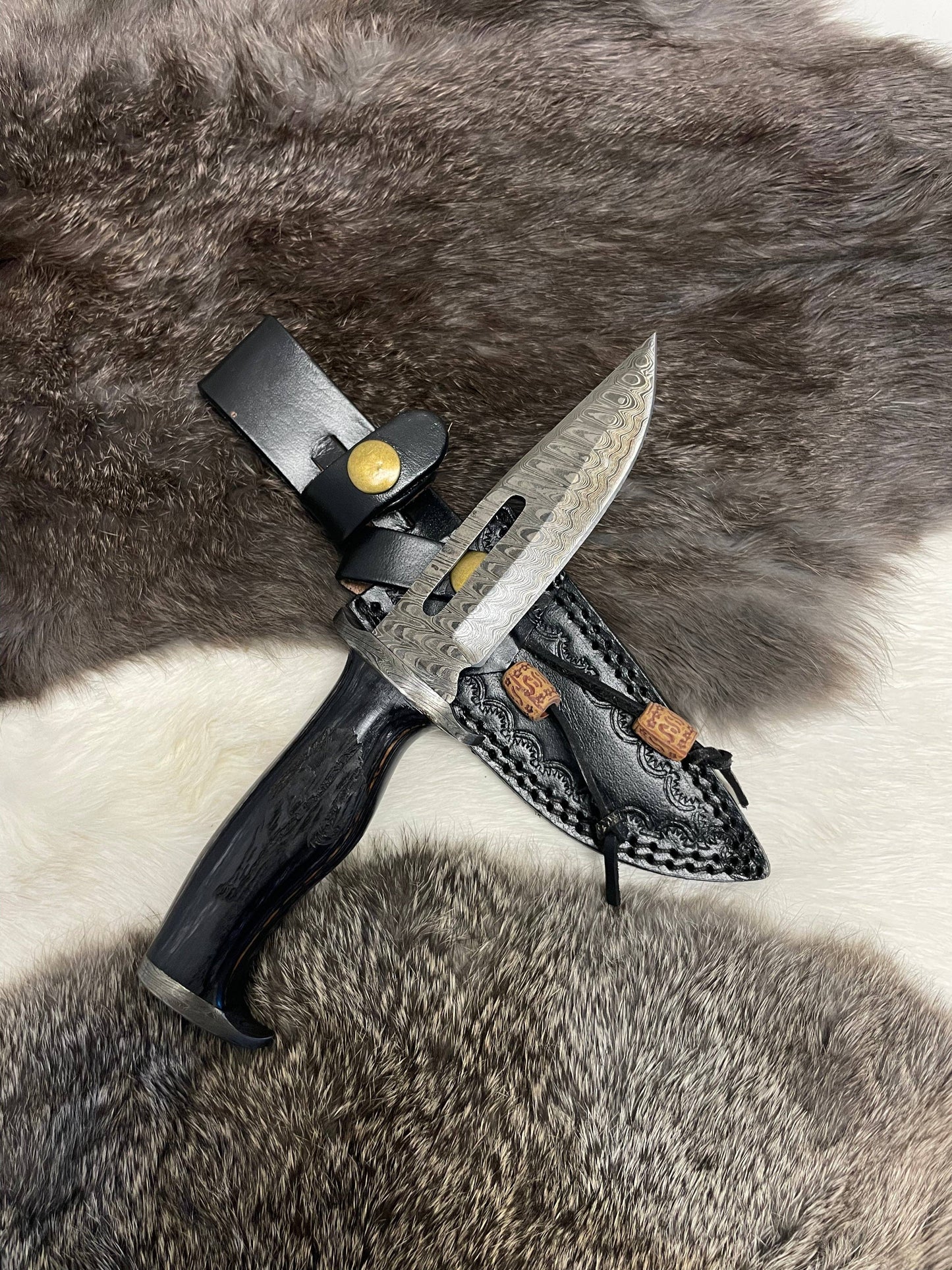 Lunar Guardian Damascus Knife TK-098  (Compact)