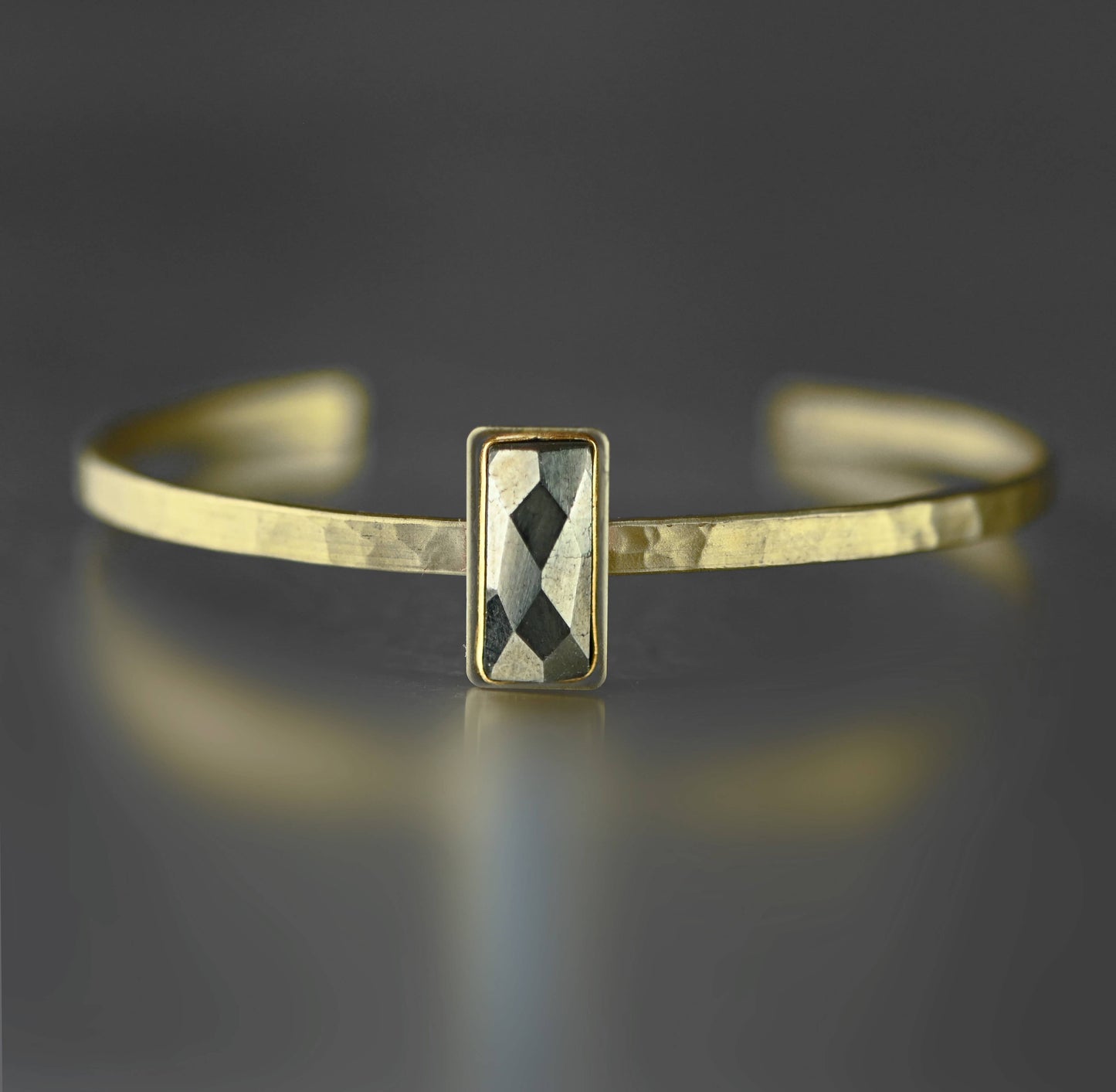 Thin Brass Cuff w/ Semi Precious Gemstone: Amazonite